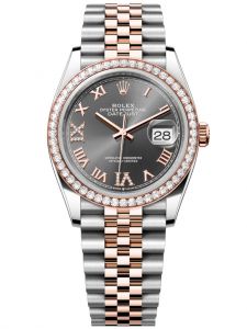 Đồng hồ Rolex Datejust M126281RBR-0011 126281RBR-0011 Oystersteel, vàng Everose và kim cương, mặt số ghi xám kim cương