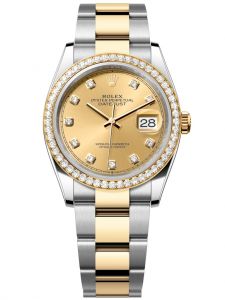 Đồng hồ Rolex Datejust M126283RBR-0004 126283RBR-0004 Oystersteel, vàng vàng và kim cương, mặt số champagne kim cương