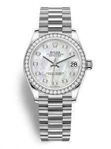 Đồng hồ Rolex Datejust M278289RBR-0005 278289RBR-0005 vàng trắng và kim cương, mặt số khảm trai kim cương