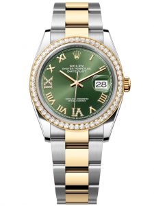 Đồng hồ Rolex Datejust M126283RBR-0012 126283RBR-0012 Oystersteel, vàng vàng và kim cương, mặt số xanh olive kim cương