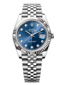 Đồng hồ Rolex Datejust 41 M126334-0016 126334-0016 Vàng Trắng 18ct Mặt xanh sáng Cọc số Kim cương  - Lướt