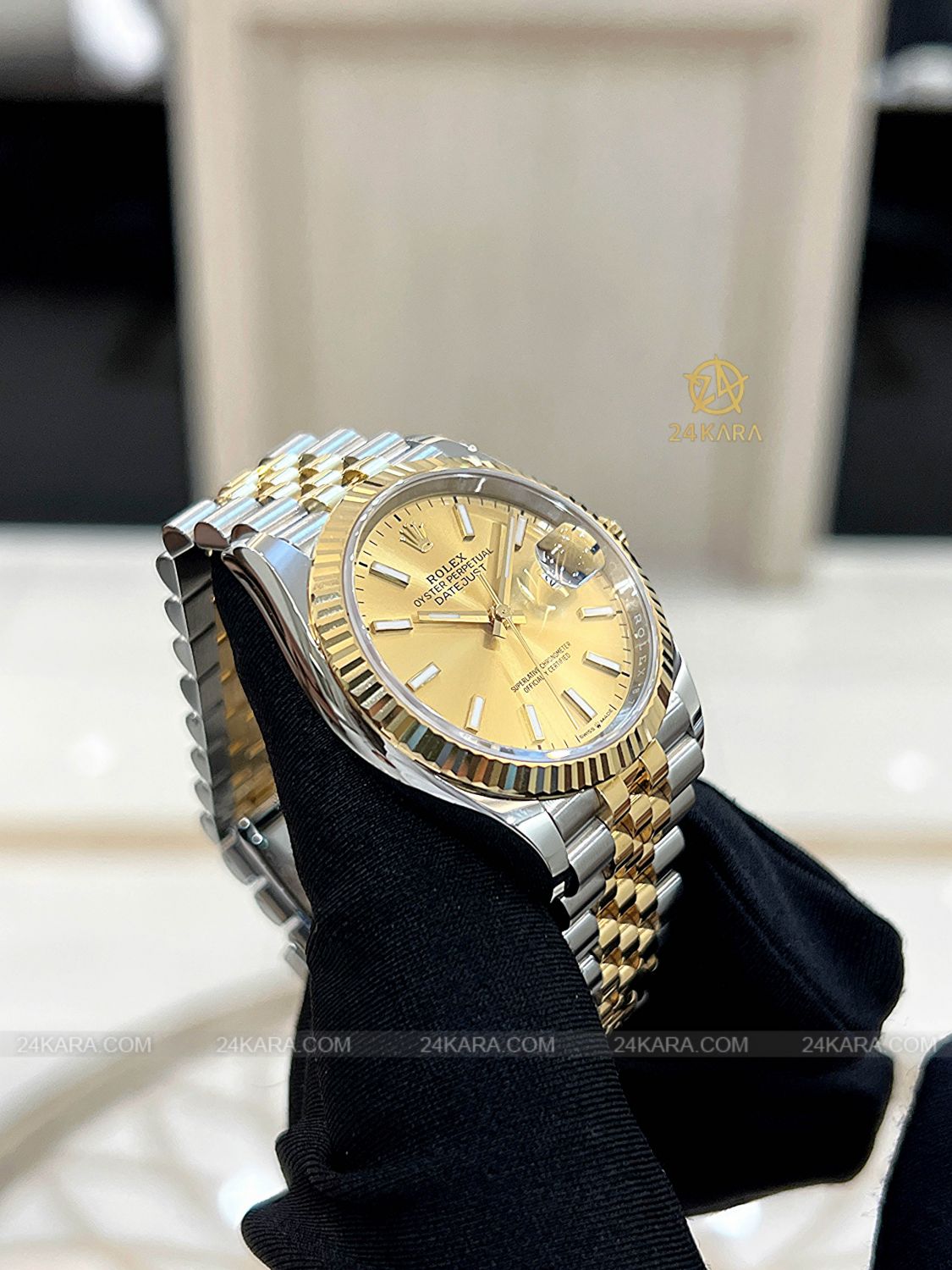 Đồng hồ Rolex Datejust 36 M126233-0015 126233-0015 Demi V&agrave;ng Kim Mặt Champagne Cọc Dạ Quang - Unworn