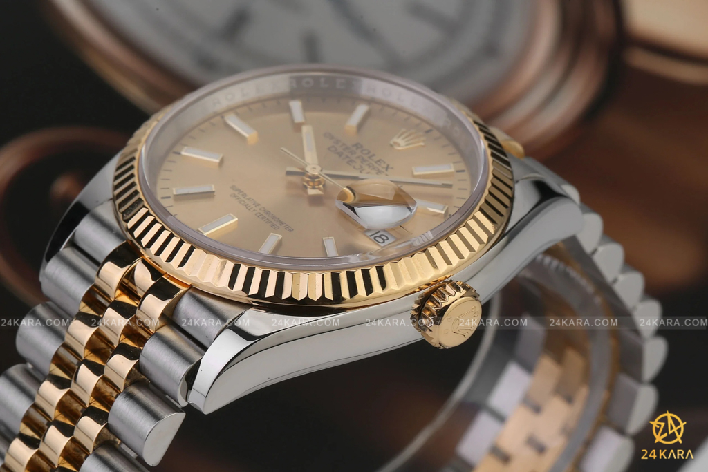 Đồng hồ Rolex Datejust 36 M126233-0015 126233-0015 Demi V&agrave;ng Kim Mặt Champagne Cọc Dạ Quang - Unworn