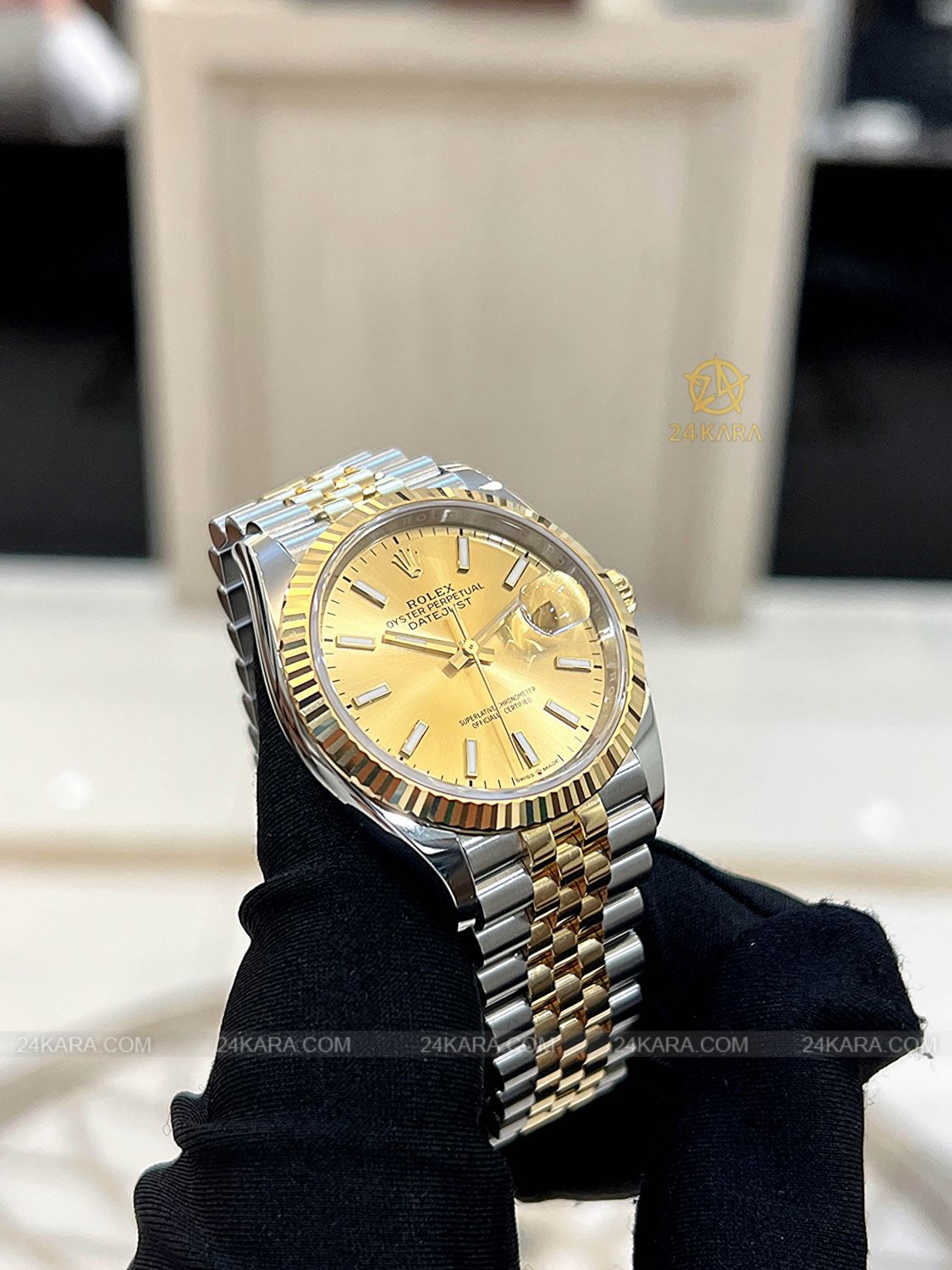Đồng hồ Rolex Datejust 36 M126233-0015 126233-0015 Demi V&agrave;ng Kim Mặt Champagne Cọc Dạ Quang - Unworn