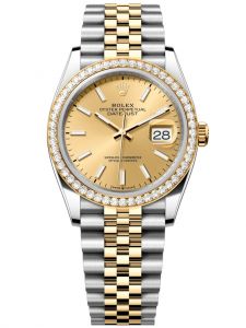 Đồng hồ Rolex Datejust M126283RBR-0001 126283RBR-0001 Oystersteel, vàng vàng và kim cương, mặt số champagne