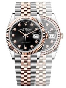 Đồng hồ Rolex Datejust 36 M126231-0019 126231-0019 Vàng Hồng Everose 18ct Mặt đen sáng Nạm kim cương - Lướt