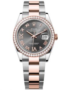 Đồng hồ Rolex Datejust M126281RBR-0012 126281RBR-0012 Oystersteel, vàng Everose và kim cương, mặt số ghi xám kim cương