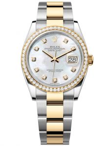 Đồng hồ Rolex Datejust M126283RBR-0010 126283RBR-0010 Oystersteel, vàng vàng và kim cương, mặt số khảm trai kim cương