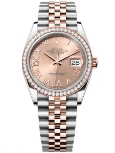 Đồng hồ Rolex Datejust M126281RBR-0015 126281RBR-0015 Oystersteel, vàng Everose và kim cương, mặt số hoa hồng kim cương