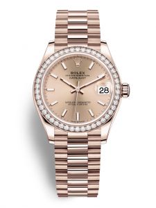 Đồng hồ Rolex Datejust M278285RBR-0018 278285RBR-0018 vàng Everose và kim cương, mặt số hoa hồng