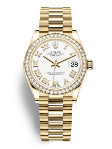 Đồng hồ Rolex Datejust M278288RBR-0009 278288RBR-0009 vàng và kim cương, mặt số trắng