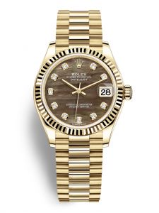 Đồng hồ Rolex Datejust 31 M278278-0038 278278-0038 Vàng Kim 18ct Mặt vỏ ngọc trai đen Niềng Kim cương