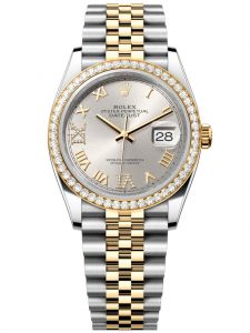 Đồng hồ Rolex Datejust M126283RBR-0017 126283RBR-0017 Oystersteel, vàng vàng và kim cương, mặt số bạc kim cương