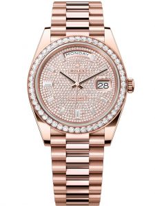 Đồng hồ Rolex Day-Date M228345RBR-0002 228345RBR-0002 vàng Everose và kim cương, mặt số kim cương