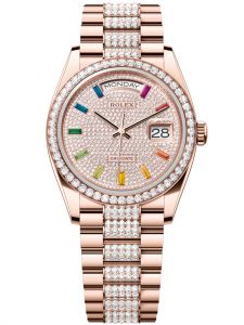 Đồng hồ Rolex Day-Date M128345RBR-0043 128345RBR-0043 vàng Everose và kim cương, mặt số kim cương