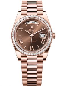Đồng hồ Rolex Day-Date 40 M228345RBR-0009 228345RBR-0009 Vàng Everose 18ct Mặt chocolate Niềng Kim cương