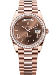 Đồng hồ Rolex Day-Date M228345RBR-0009 228345RBR-0009 vàng Everose và kim cương, mặt số chocolate