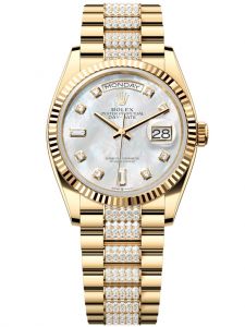 Đồng hồ Rolex Day-Date M128238-0032 128238-0032 vàng vàng, mặt số khảm trai kim cương