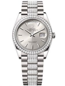 Đồng hồ Rolex Day-Date M128349RBR-0013 128349RBR-0013 vàng trắng và kim cương, mặt số bạc