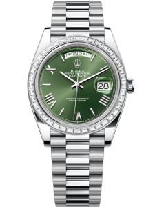 Đồng hồ Rolex Day-Date M228396TBR-0020 228396TBR-0020 bạch kim và kim cương, mặt số xanh olive