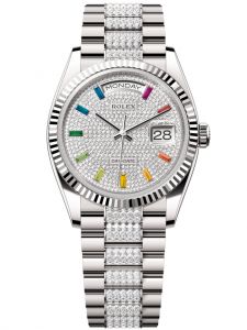 Đồng hồ Rolex Day-Date 36 M128239-0027 128239-0027 Vàng Trắng 18ct Mặt Đính Kim cương