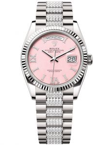 Đồng hồ Rolex Day-Date M128239-0030 128239-0030 vàng trắng, mặt số đá opal hồng kim cương