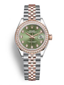Đồng hồ Rolex Lady-Datejust 28 M279381RBR-0007 279381RBR-0007 Thép Oystersteel và Vàng Everose 18ct Mặt Xanh Olive Niềng Kim cương