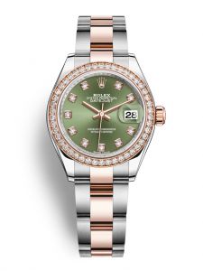 Đồng hồ Rolex Lady-Datejust 28 M279381RBR-0008 279381RBR-0008 Thép Oystersteel và Vàng Everose 18ct Mặt Xanh Olive Niềng Kim cương