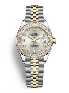 Đồng hồ Rolex Lady-Datejust 28 M279383RBR-0007 279383RBR-0007 Thép Oystersteel và Vàng Kim 18ct Mặt Bạc Niềng Kim cương