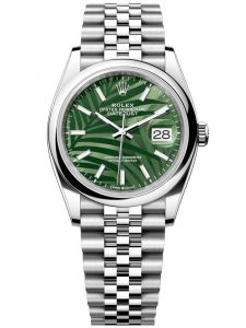 Đồng hồ Rolex Datejust M126200-0019 126200-0019 Oystersteel, mặt số họa tiết cây cọ xanh olive - Mẫu mới 2021