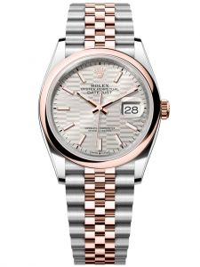 Đồng hồ Rolex Datejust 36 M126201-0033 126201-0033 Thép Oystersteel và Vàng Everose 18ct Mặt Bạc họa tiết gấp nếp - Mẫu 2021