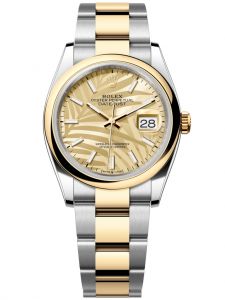 Đồng hồ Rolex Datejust M126203-0038 126203-0038 Oystersteel và vàng vàng , mặt số họa tiết cây cọ vàng - Mẫu mới 2021