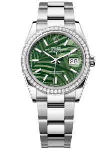 Đồng hồ Rolex Datejust 36 M126284RBR-0040 126284RBR-0040 Thép Oystersteel và Vàng Trắng 18ct  Mặt Xanh lá họa tiết cây cọ Niềng Kim cương - Mẫu 2021