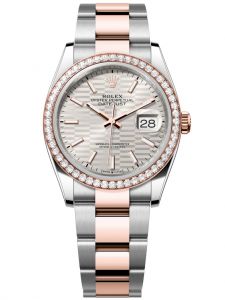 Đồng hồ Rolex Datejust M126281RBR-0022 Oystersteel, vàng Everose và kim cương , mặt số họa tiết gấp nếp ánh bạc - Mẫu mới 2021