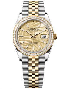 Đồng hồ Rolex Datejust M126283RBR-0023 Oystersteel, vàng vàng và kim cương , mặt số họa tiết cây cọ vàng - Mẫu mới 2021