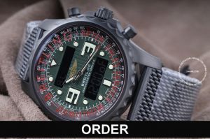 Đồng hồ Breitling Chronospace Quartz Black Steel Green Dial 48 mm NEW M7836532 / L521 (lướt)
