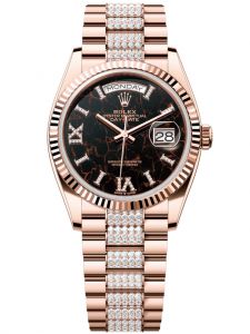 Đồng hồ Rolex Day-Date M128235-0042 128235-0042 vàng Everose 18 ct, mặt số thạch anh và kim cương