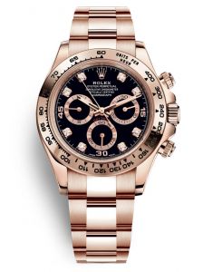 Đồng hồ Rolex Cosmograph Daytona 40 M116505-0015 116505-0015 Vàng Everose 18ct Mặt Đen Cọc số Kim Cương