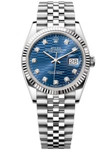 Đồng hồ Rolex Datejust 36 M126234-0057 126234-0057 Thép Oystersteel và Vàng Trắng 18ct Mặt xanh sáng họa tiết gấp nếp - Mẫu 2022