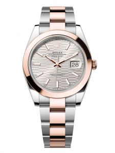 Đồng hồ Rolex Datejust 41 M126301-0017 126301-0017 Thép Oystersteel và Vàng Everose 18ct Mặt bạc họa tiết gấp nếp  - Mẫu 2022