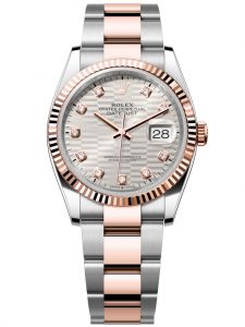 Đồng hồ Rolex Datejust 36 M126231-0040 126231-0040 Thép Oystersteel và Vàng Everose 18ct Mặt Bạc họa tiết gấp nếp - Mẫu 2022