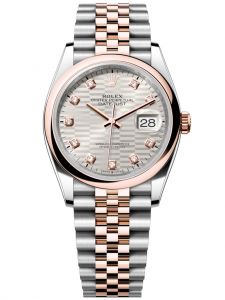 Đồng hồ Rolex Datejust M126201-0039 126201-0039 Thép và Vàng hồng , mặt số họa tiết gấp nếp bạc kim cương - Mẫu mới 2022