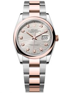 Đồng hồ Rolex Datejust M126201-0040 126201-0040 Thép và Vàng hồng , mặt số họa tiết gấp nếp bạc kim cương - Mẫu mới 2022