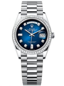 Đồng hồ Rolex Day-Date M128396TBR-0008 128396TBR-0008 Platinum và Kim cương , mặt số xanh ombre kim cương - Mẫu mới 2022