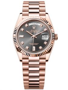 Đồng hồ Rolex Day-Date M128235-0050 128235-0050 Vàng hồng , mặt số xám đậm kim cương - Mẫu mới 2022