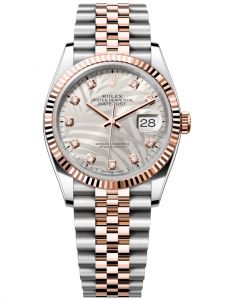 Đồng hồ Rolex Datejust M126231-0037 126231-0037 Thép và Vàng hồng, mặt số họa tiết cây cọ bạc kim cương - Mẫu mới 2022