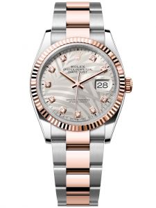 Đồng hồ Rolex Datejust 36 M126231-0038 126231-0038 Thép Oystersteel và Vàng Everose 18ct Mặt bạc họa tiết cây cọ - Mẫu 2022