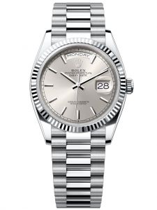 Đồng hồ Rolex Day-Date M128236-0001 128236-0001 Platinum , mặt số bạc - Mẫu mới 2022