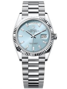 Đồng hồ Rolex Day-Date 36 M128236-0009 128236-0009 Bạch Kim Mặt xanh băng - Mẫu 2022