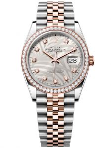 Đồng hồ Rolex Datejust M126281RBR-0025 126281RBR-0025 Thép, Vàng hồng và Kim cương , mặt số họa tiết cây cọ bạc kim cương - Mẫu mới 2022